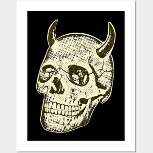 Horned Skull In Yellow Posters and Art